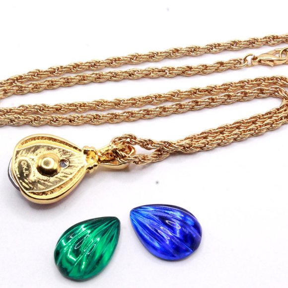 Kenneth Jay Lane KJL Signed Designer Interchgeable Magnetic Pendant Necklace - Picture 8 of 8